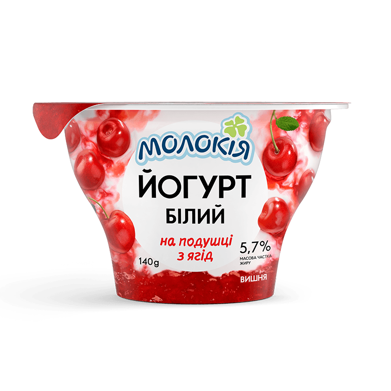 Йогурт питний МОЛОКІЯ білий на подушці з ягід "Вишня" 5,7%